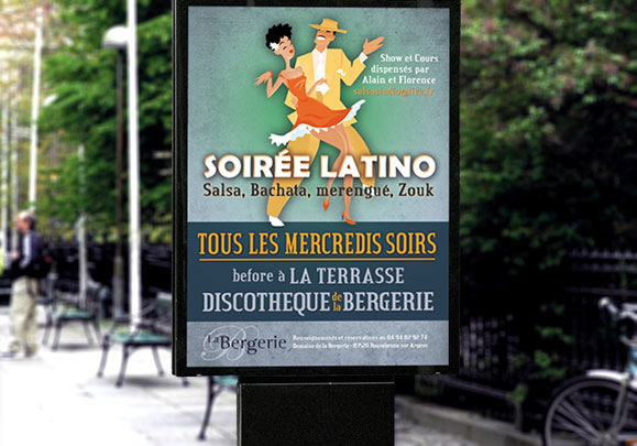 Affiche soire Latino Restaurant La Bergerie