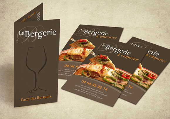 Carte des boisons et flyers Restaurant La Bergerie